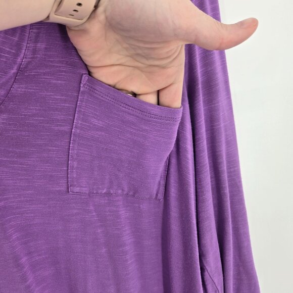 Soft surroundings womens size large purple v neck long roll tab sleeves top - Picture 2 of 8